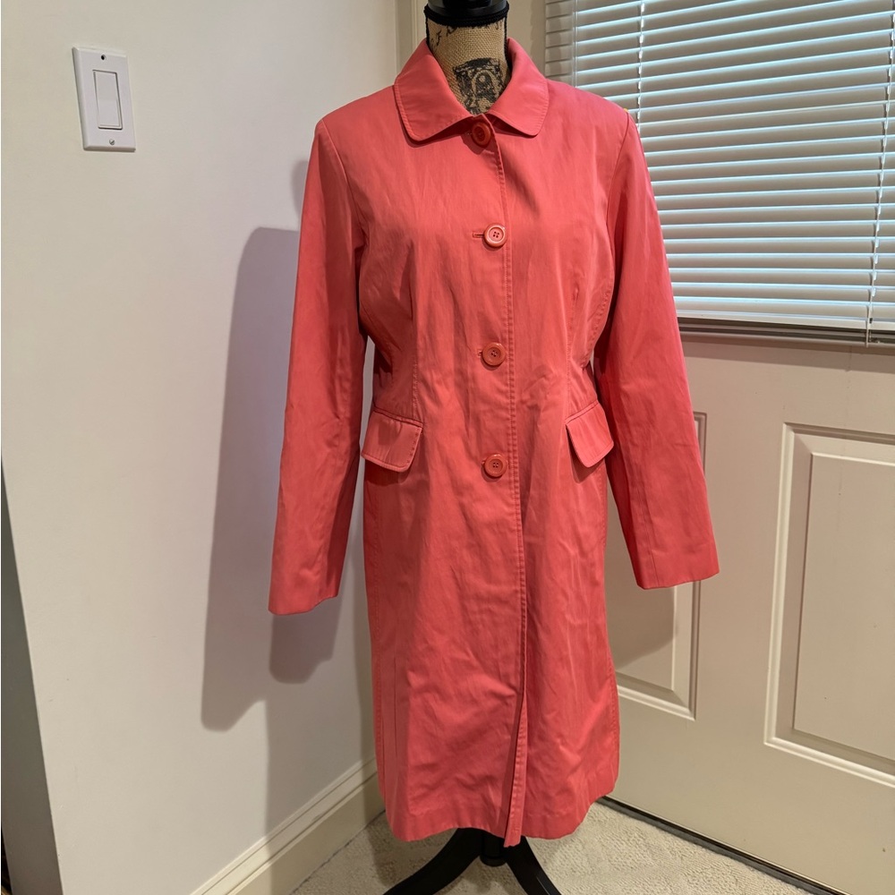 Talbots salmon color lined trench coat size Large